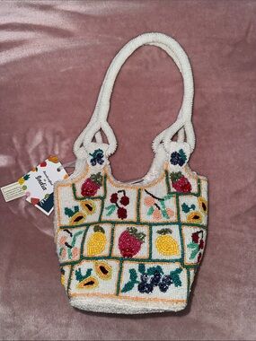 Multicolor fruit beaded bag NWT